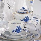 Georg Jensen sterling silver,buccellati sterlingHerend Chinese Bouquet Blue  6 Piece Place Setting, kpm porcelainHerend Chinese Bouquet Blue 6 Piece 