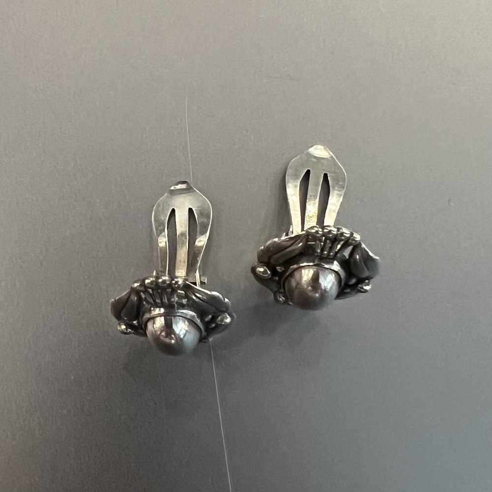 Georg Jensen Sterling Silver Art Deco Screw-Back Earrings No. 106