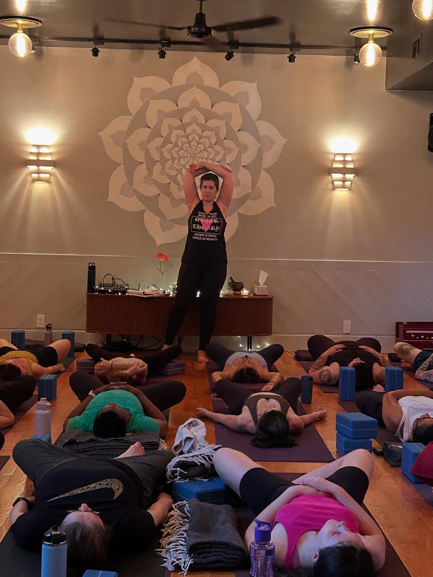 We had a wonderful weekend at the studio. JAYA2025 in full swing with Laura and Teri delivering fabulously nuanced classes on the finer points of the practices. 🙏🏽

Maddy is sho mg us Kubera Mudra - pinky and ring fingers tucked into the plan of th
