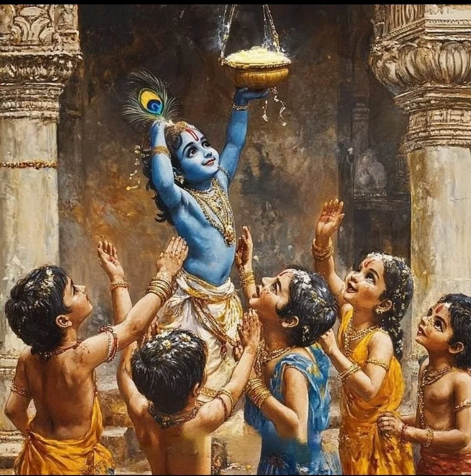 On the precipice of this holiday weekend it is Janmashtami! A day that celebrates the birth / incarnation of Krishna!🪈🐄🦚

Get out your Bhagavad Gita and do some study we recommend chapter 10 verses 8-11, this will be a good review of what Jeffrey 