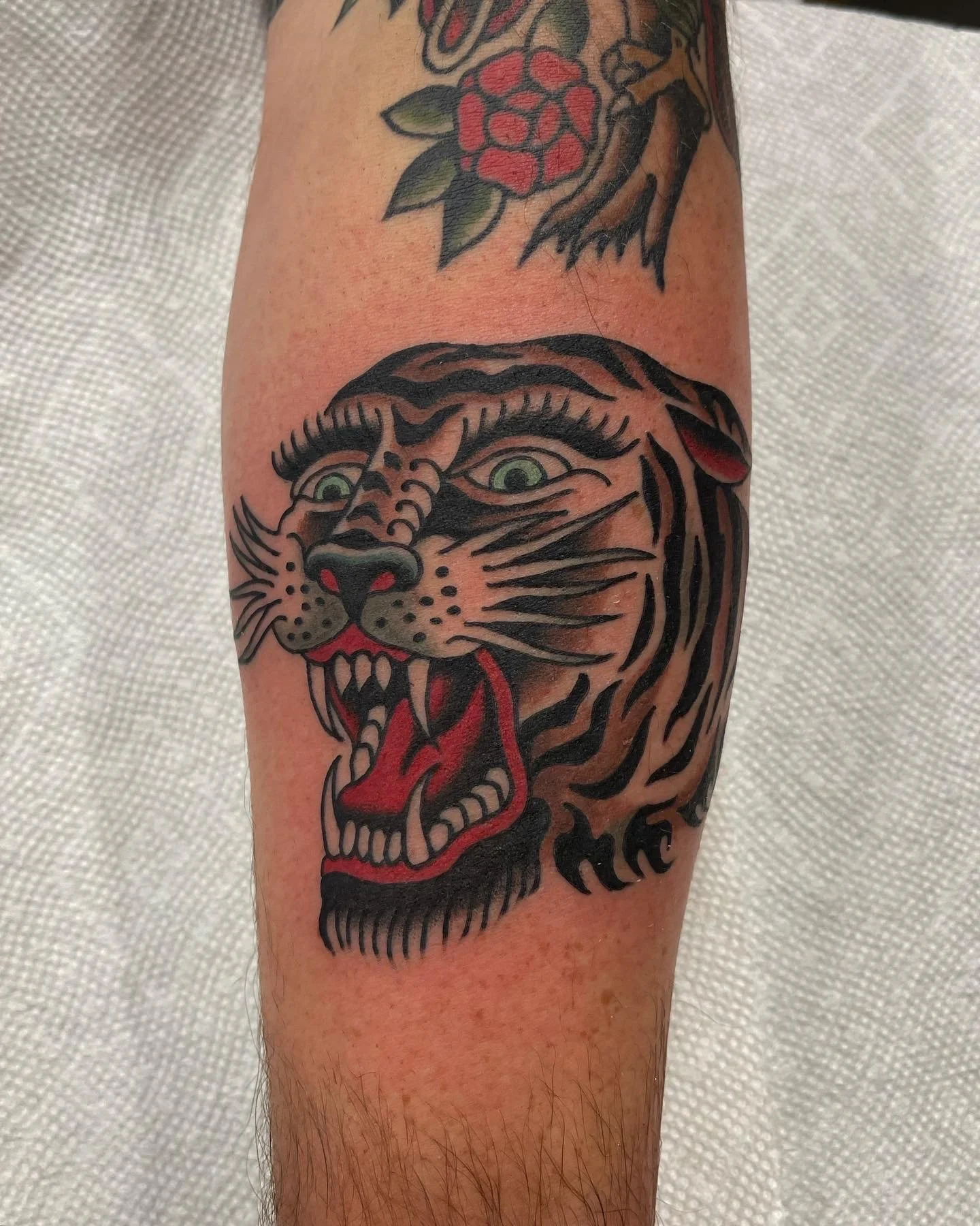 Tattoo of tiger head.  