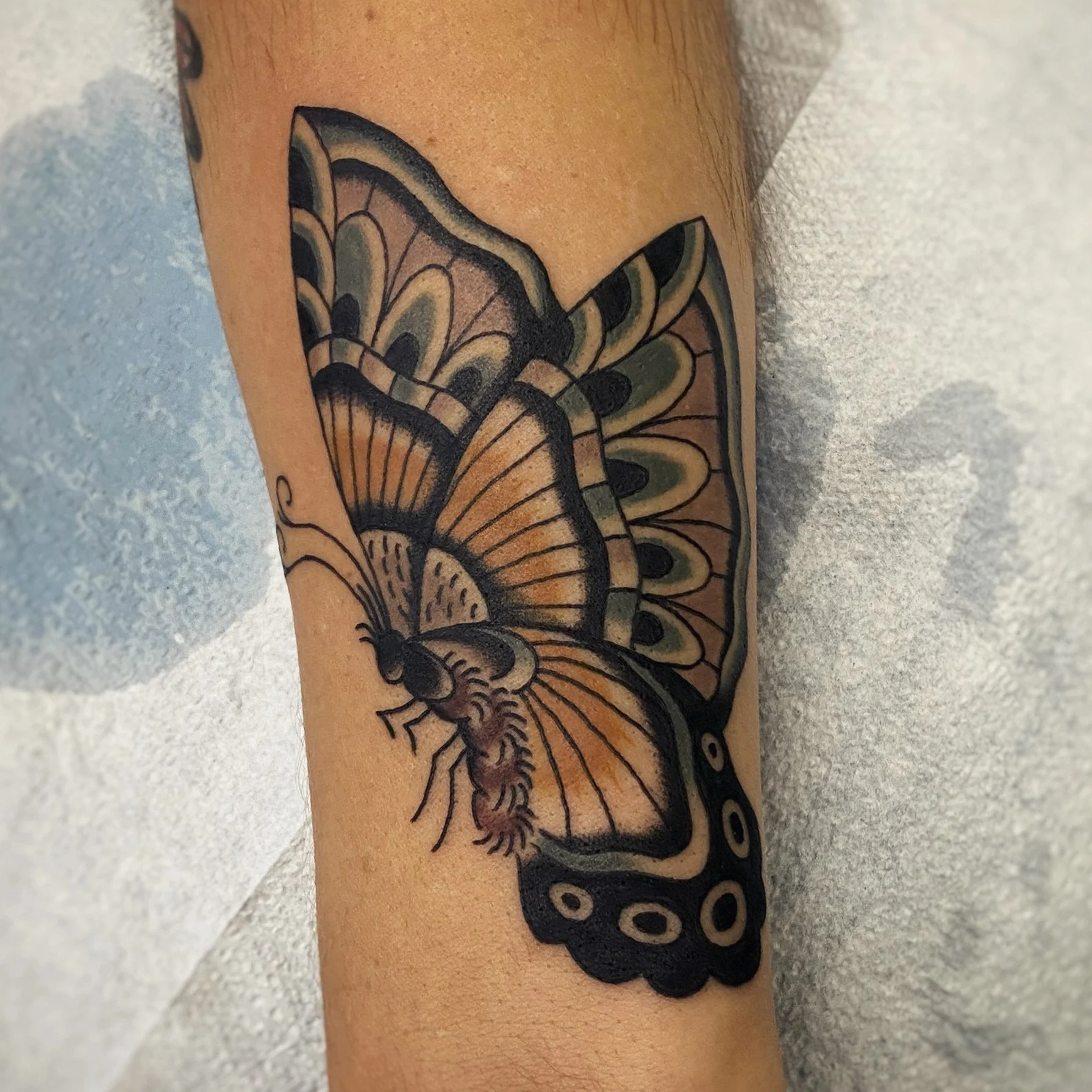 Color tattoo on arm