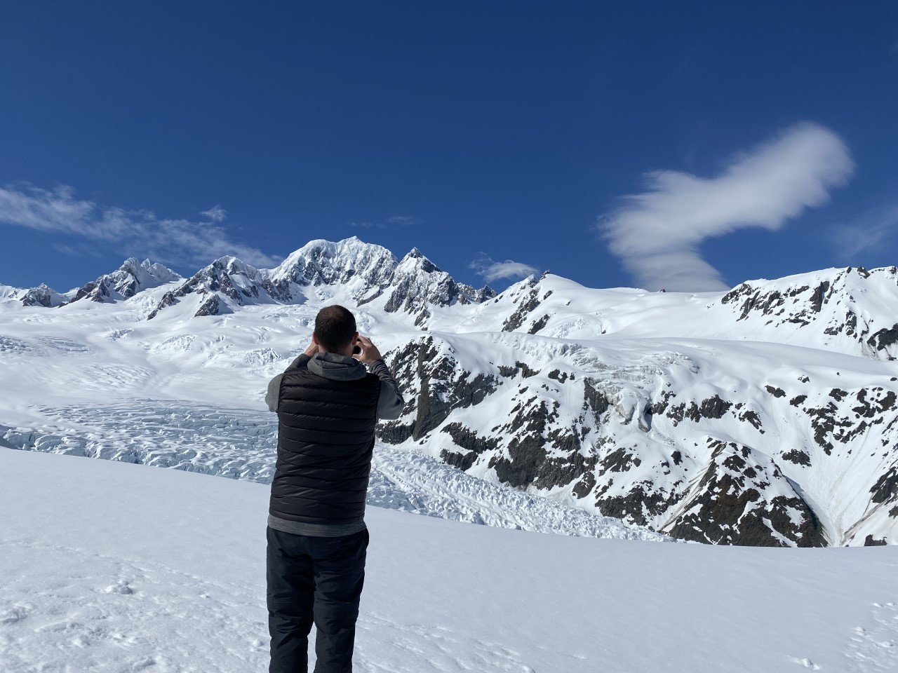 Soaring above the glaciers at Franz Josef