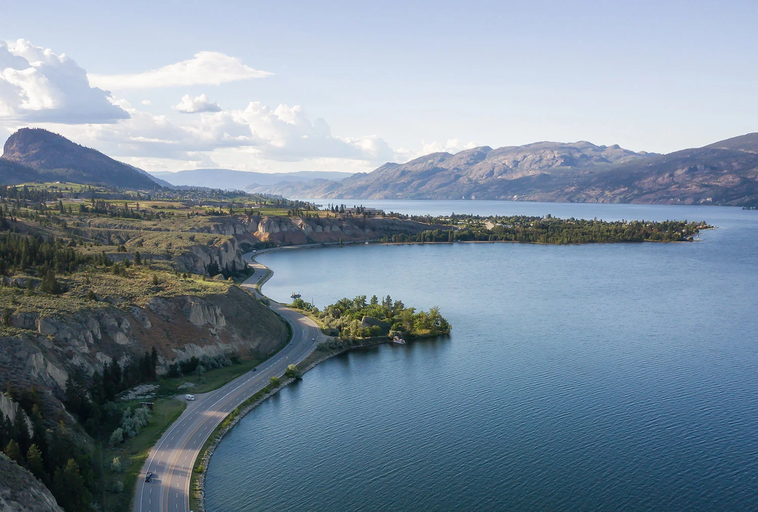 View of Okanagan Mountain Park from a Kelowna fishing charter on Okanagan Lake