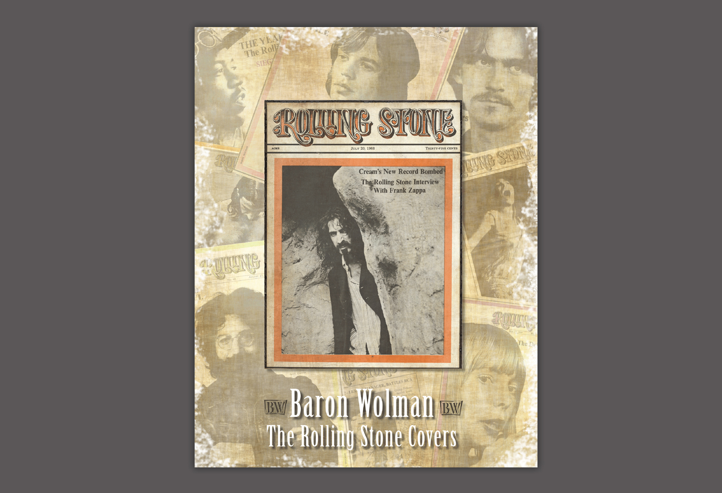 Frank Zapa, of the Mothers of Invention, is featured on The Rolling Stone Covers poster & t-shirt celebrating this vintage collection of works by Baron Wolman Photography.