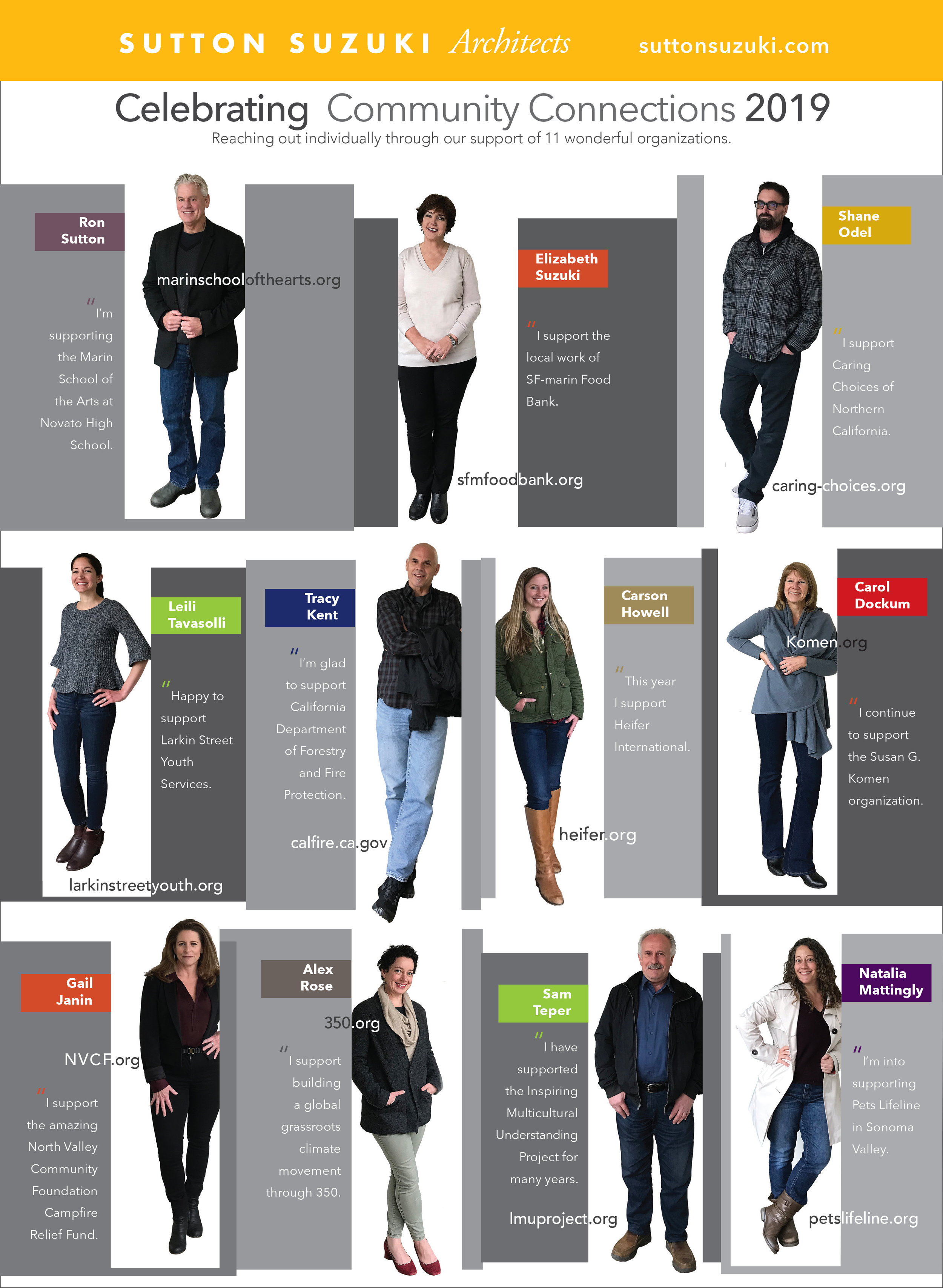 Each year this architectural firm sends out a digital emailer bringing the spotlight to fabulous non profits in the Bay Area community. I did manage to take these staff portraits on location without disrupting the work day too much!