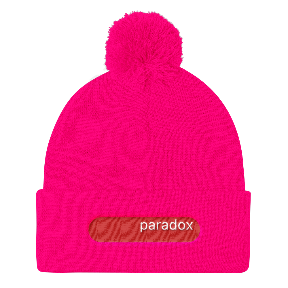 paradox embroidered beanie caps white lettering on red