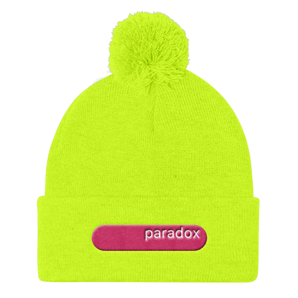 paradox embroidered beanie caps white lettering on pink