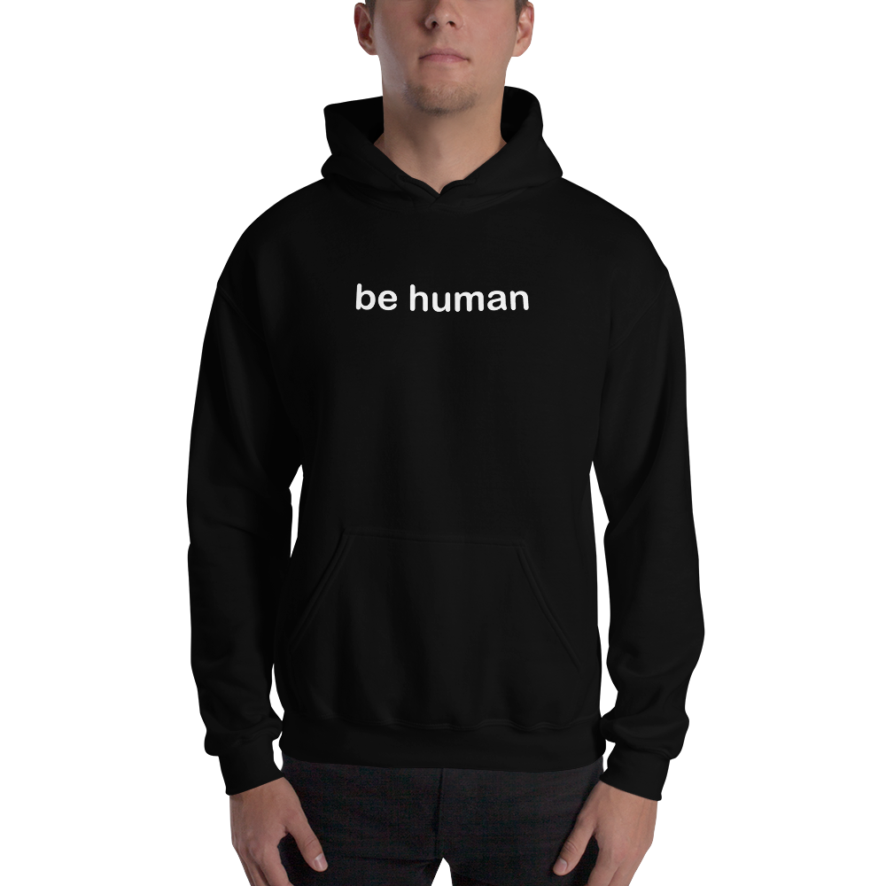 be human white print Hooded Sweatshirts 