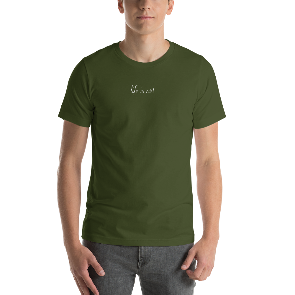 life is art white ink graphic shirts