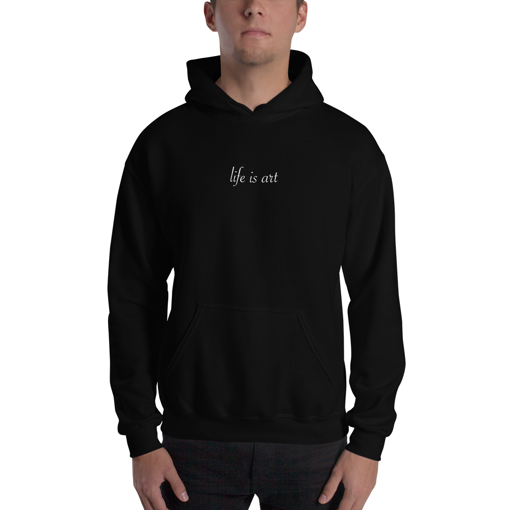 life is art white graphic Hooded Sweatshirts
