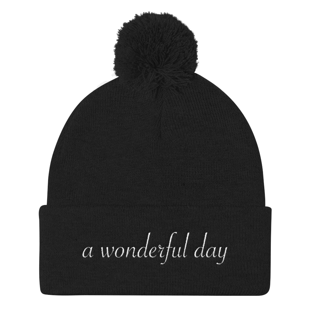 a wonderful day embroidered beanie caps white lettering 