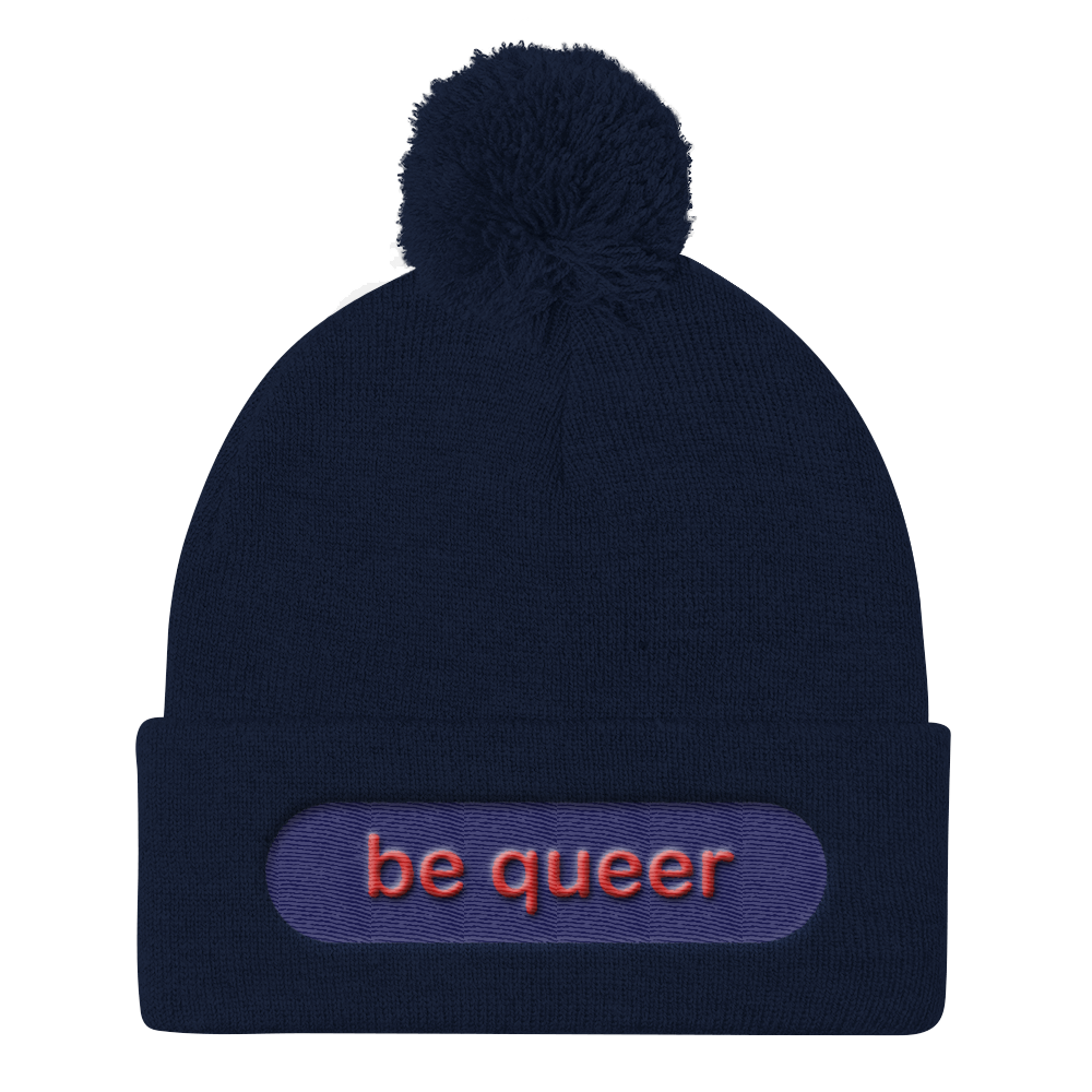 Copy of be queer beanie caps red &amp; navy embroidery 