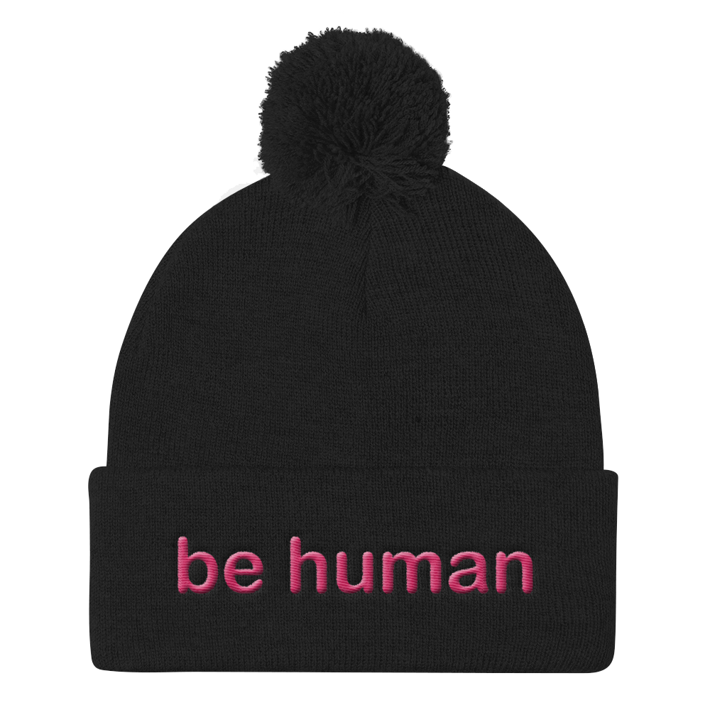 Copy of be human embroidered beanie caps pink embroidery