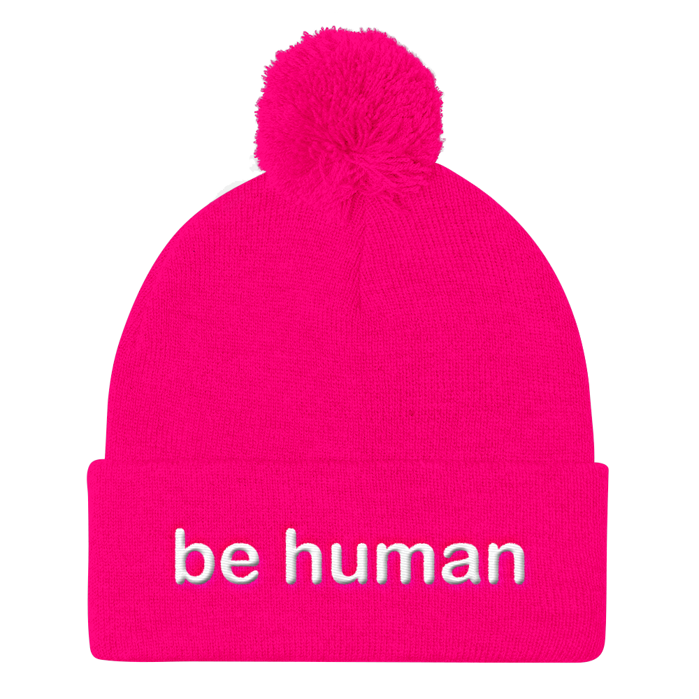be human embroidered beanie caps white embroidery