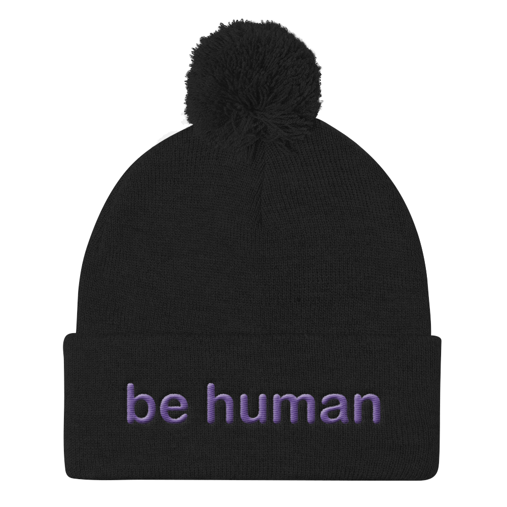 human embroidered beanie caps purple embroidery
