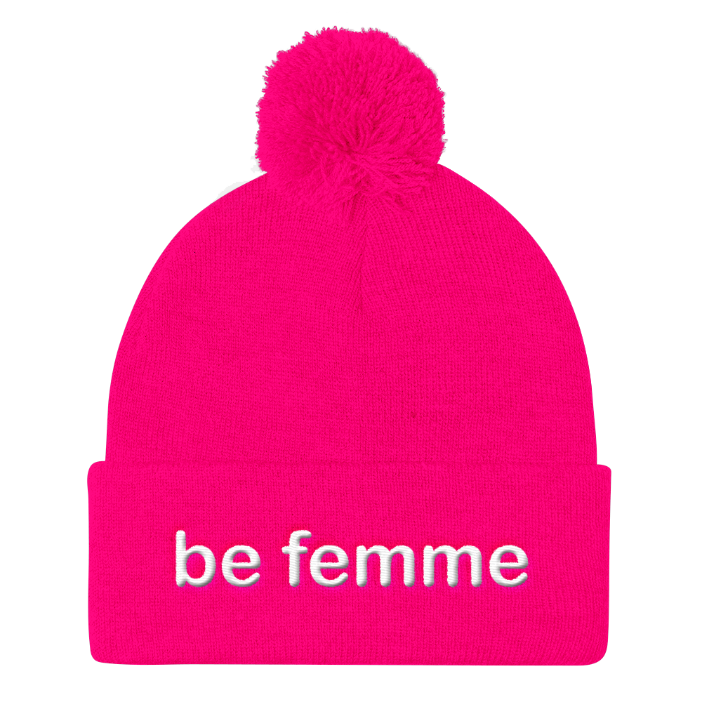 be femme embroidered beanie caps white embroidery
