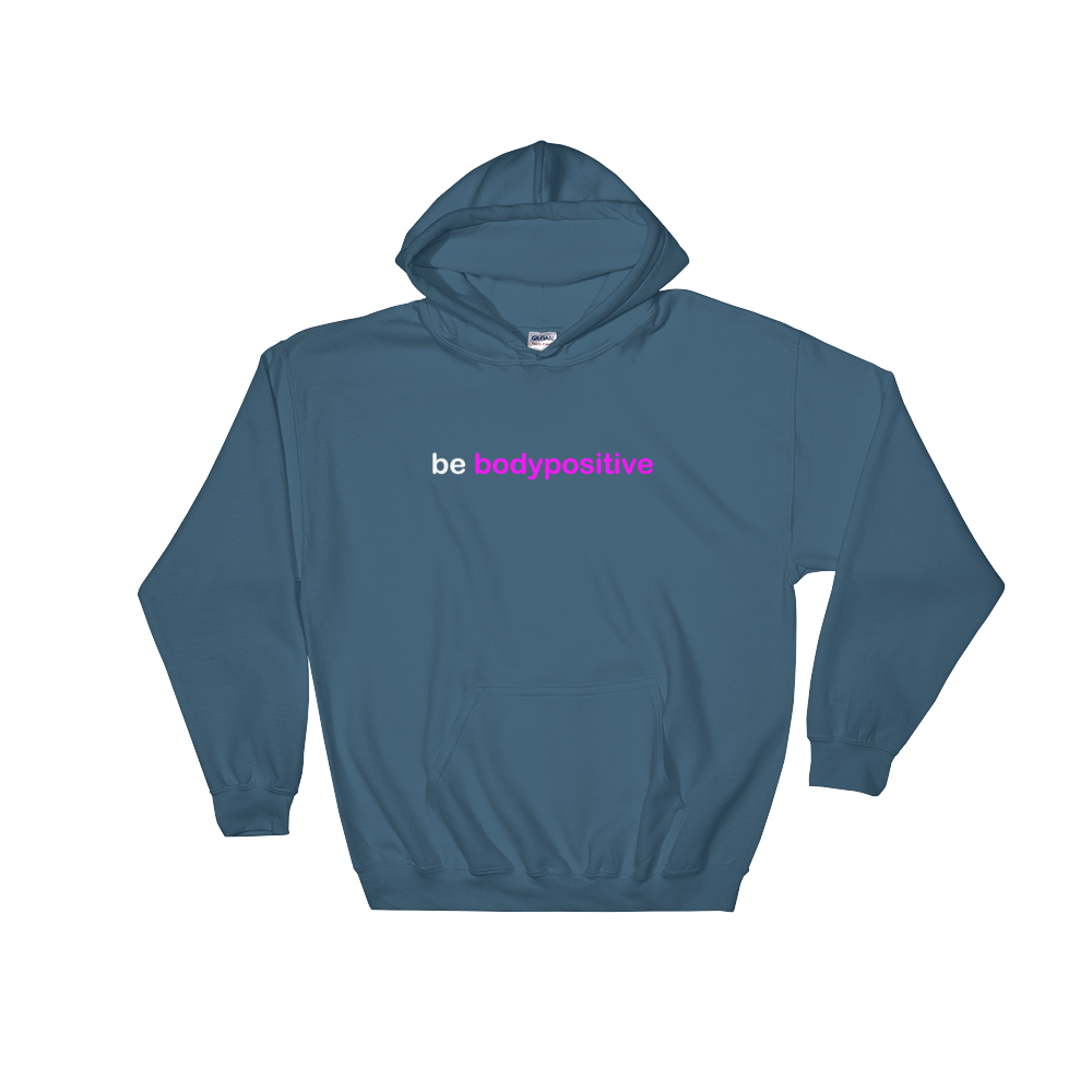 be bodypositive white and pink graphic Hooded Sweatshirts