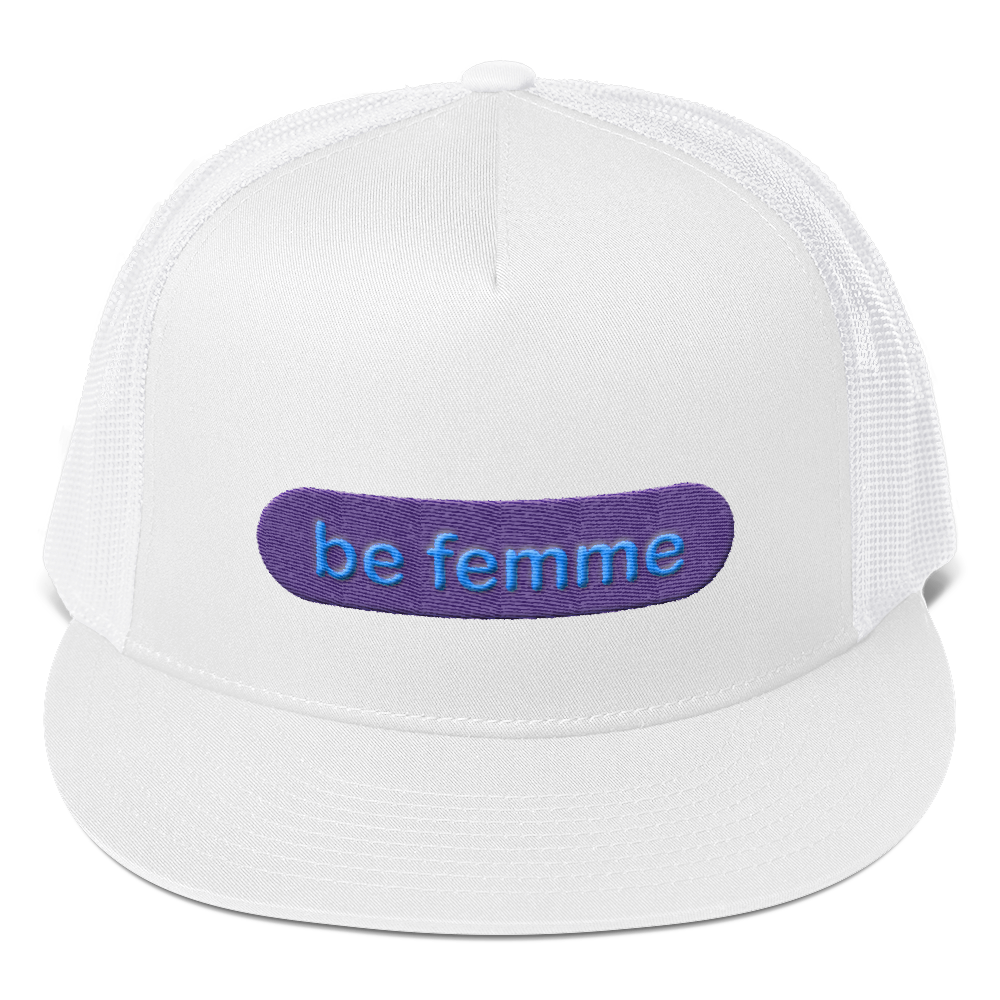 be femme trucker caps blue and purple embroidery