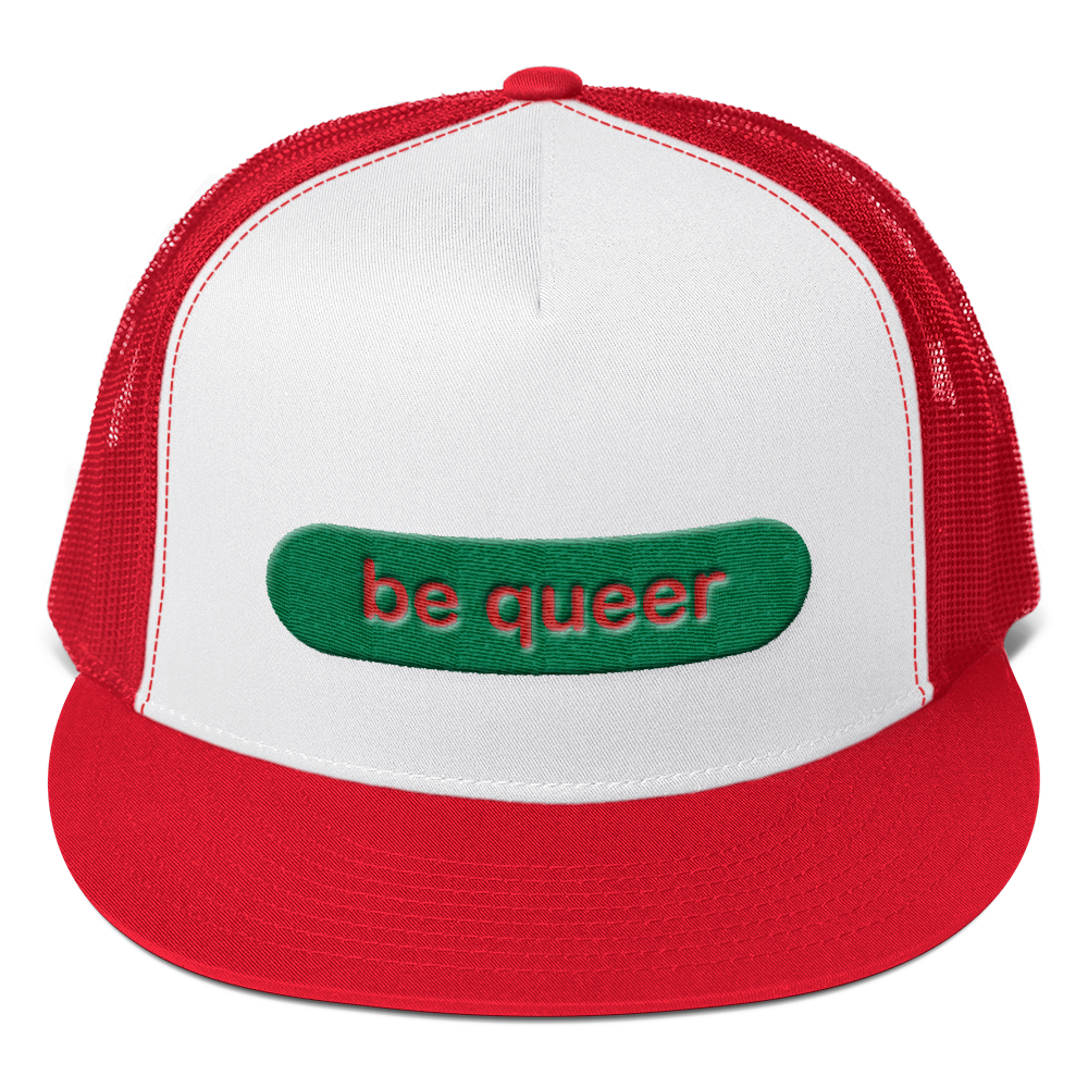 be queer trucker caps green and red embroidery