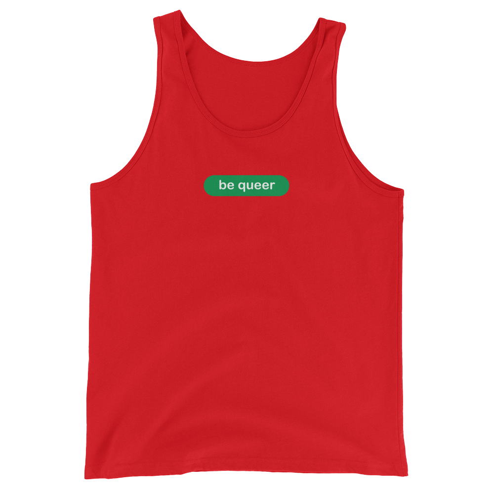 be queer green and white graphic tanks