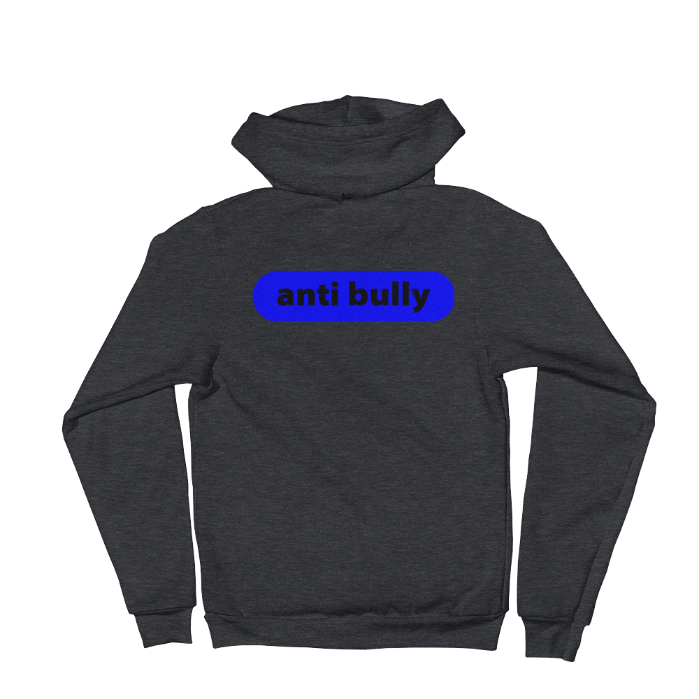 anti bully black and blue graphic premium zip up hoodie
