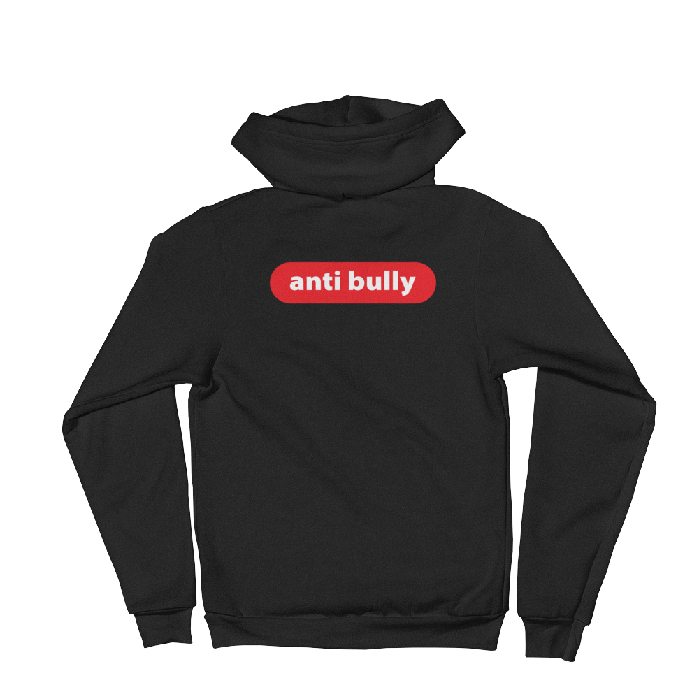 anti bully red and white premium zip up hoodie