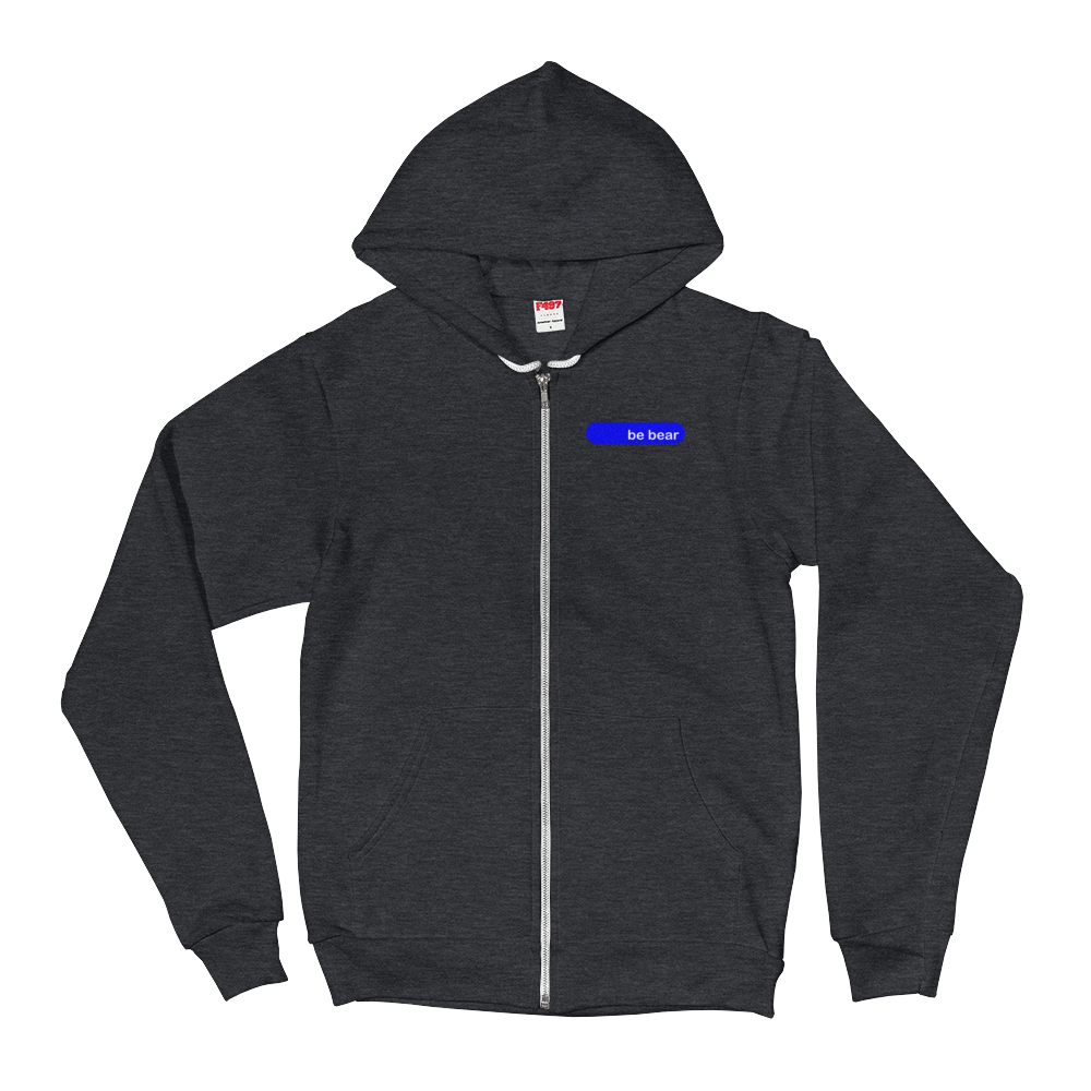 be bear blue and white graphic premium zip up hoodie