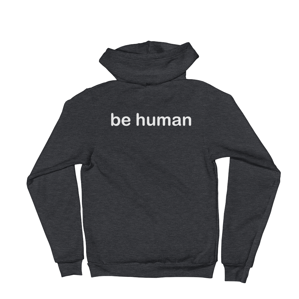 two sided print be human &amp; be empathy graphic premium zip up hoodie