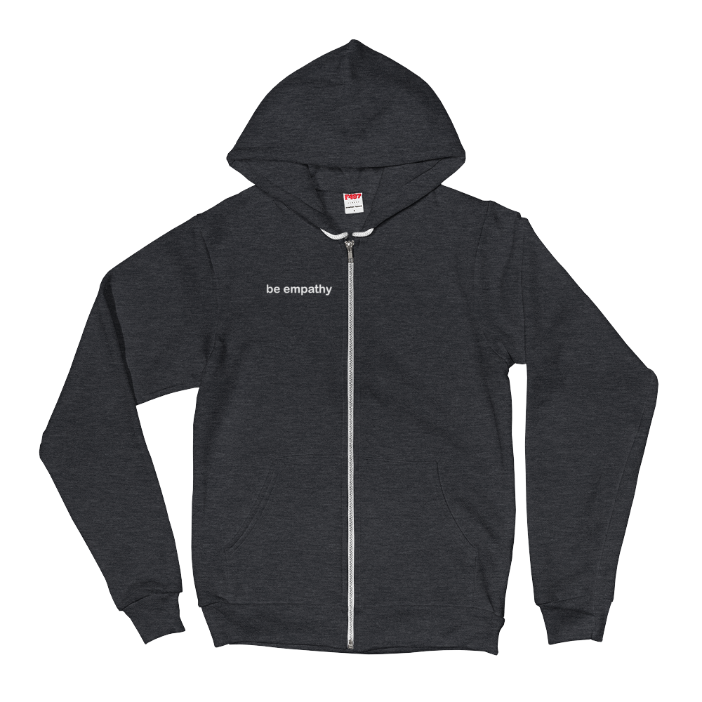 be empathy white graphic premium zip up hoodie