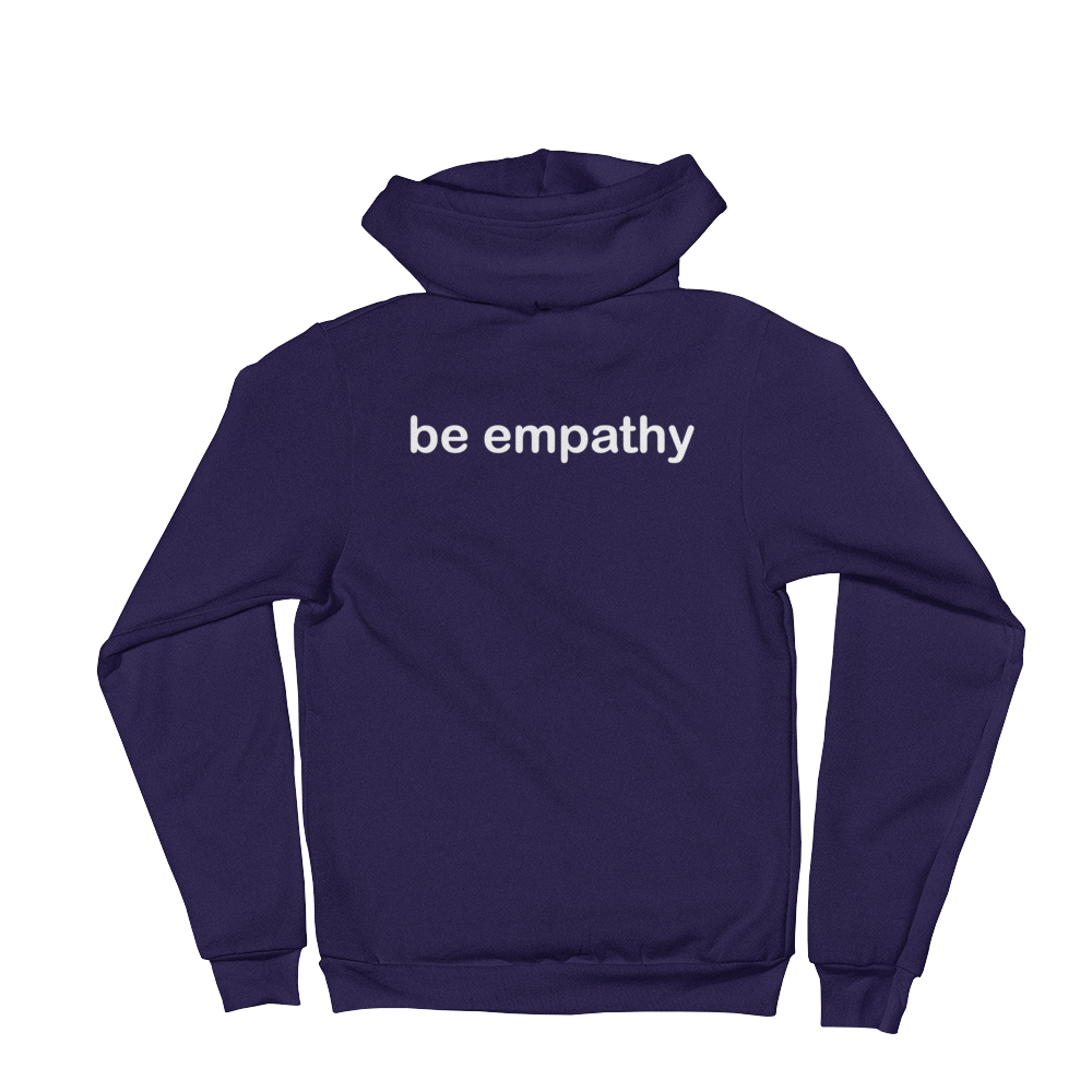 be empathy white graphic premium zip up hoodie (back graphic)