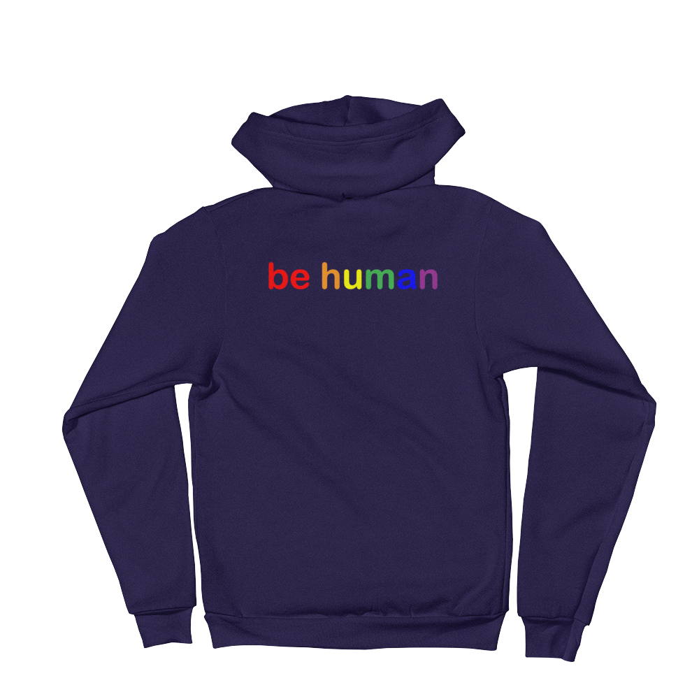 be human rainbow graphic premium zip up hoodie (back print)