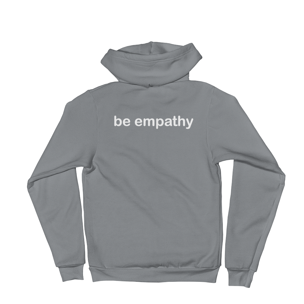 be human &amp; be empathy white graphic premium zip up hoodie (two sided)