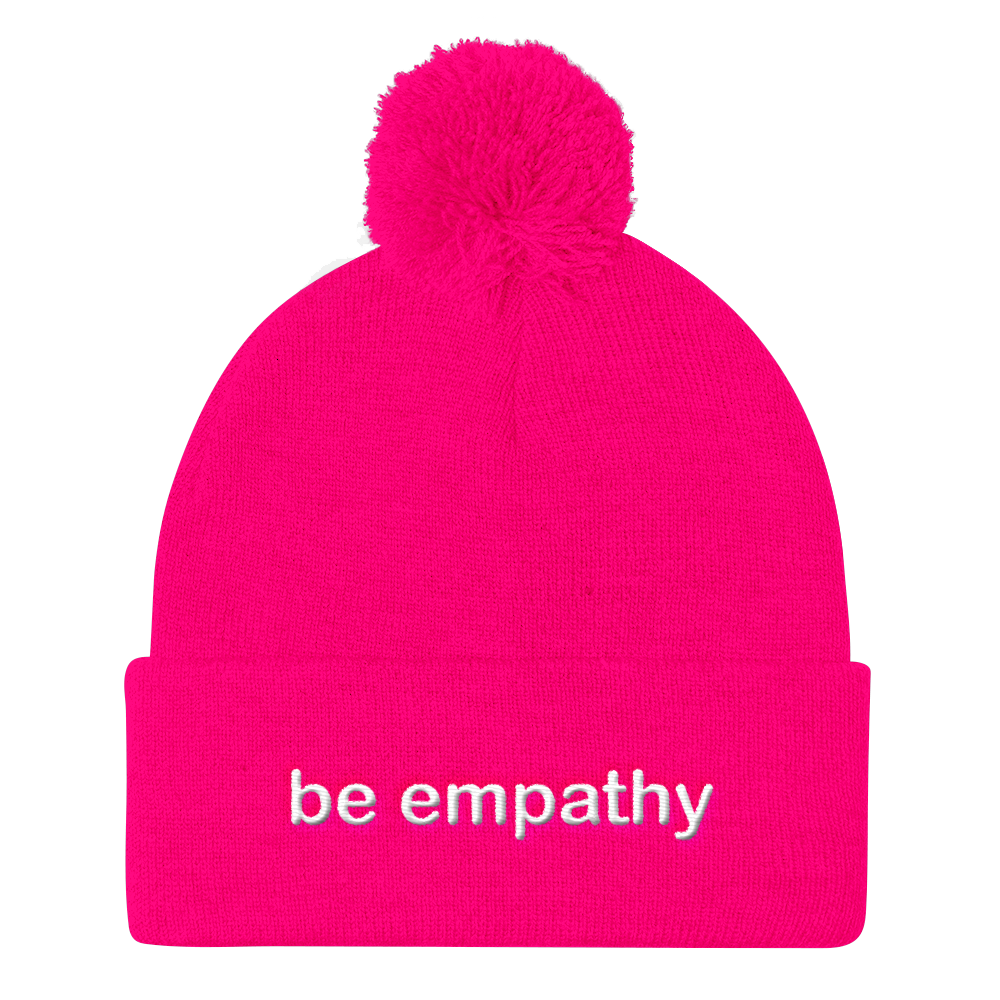 be empathy embroidered beanie caps white lettering 