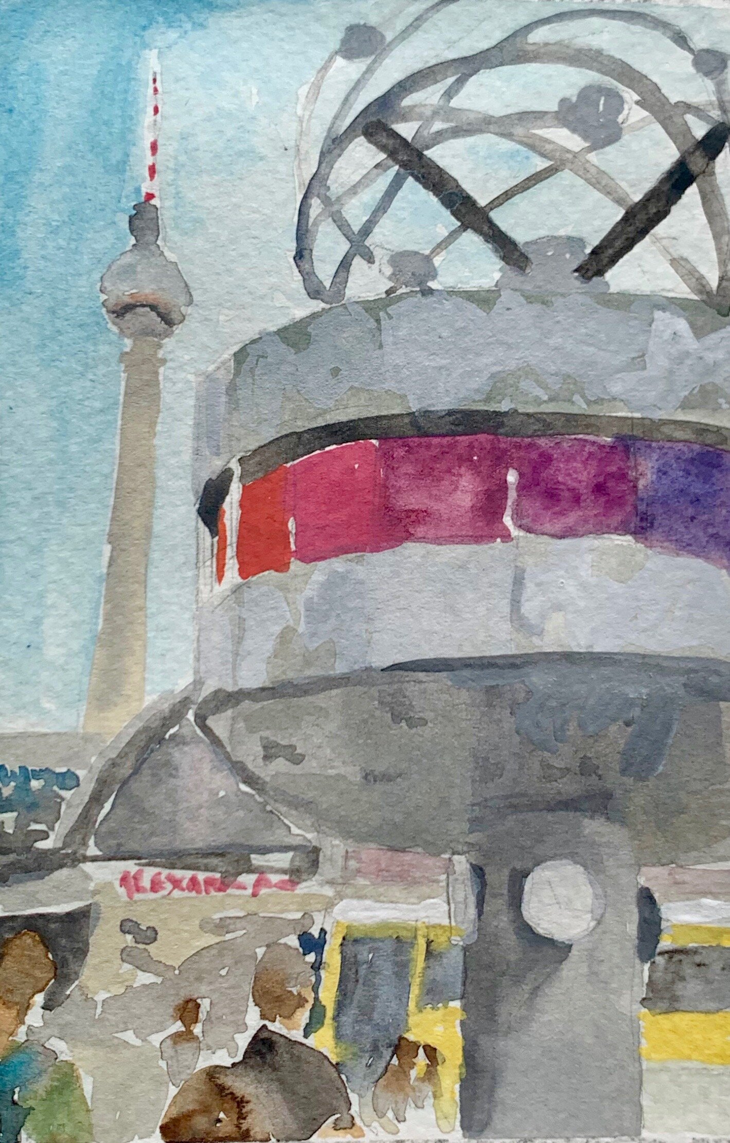 Alexanderplatz.BAILEY STEVENS. summer 2019. Watercolor. 10”x7”