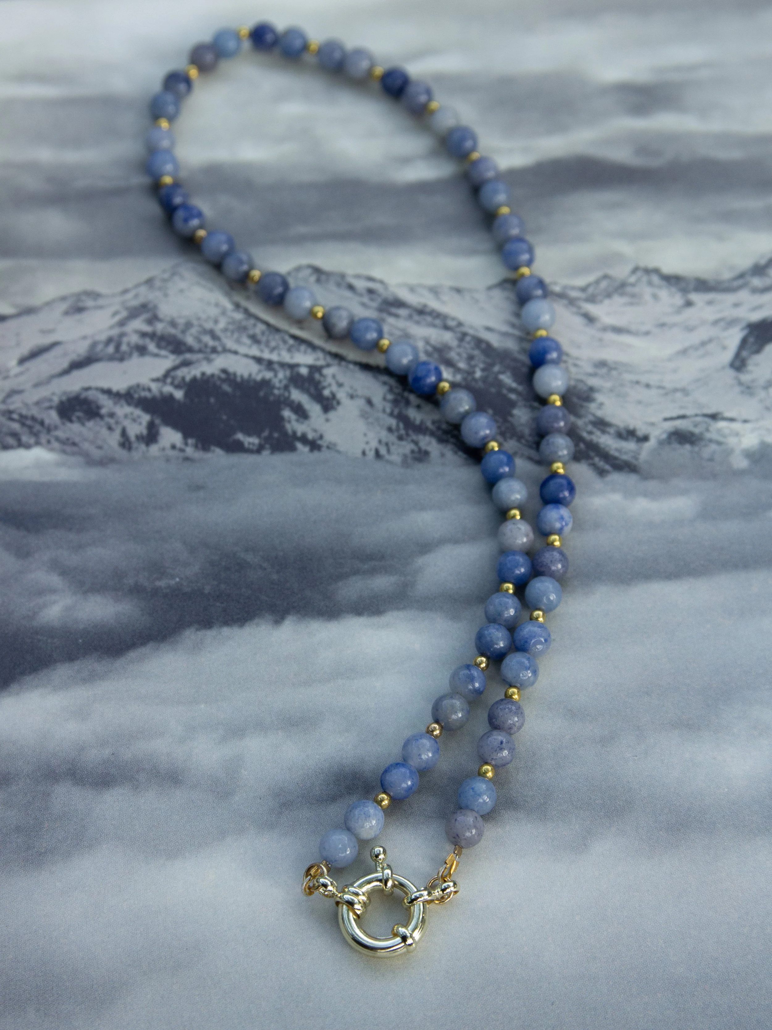 Blue Denim Lapis Stone Bead Necklace