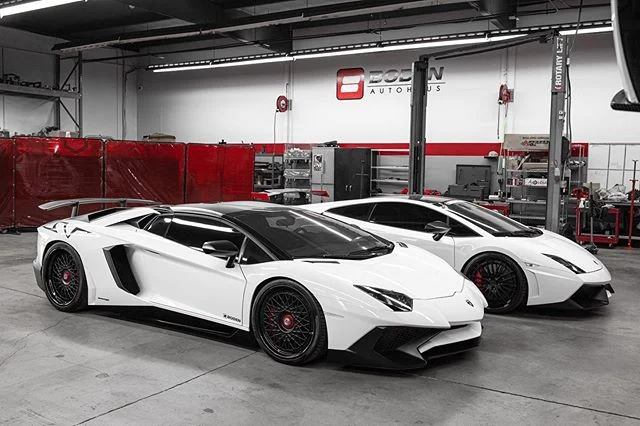 A pair of ghouls just in time for Halloween. 👻 @boden_autohaus &bull; @lamborghini &bull; #aventador &bull; #gallardo &bull; #bodenautohaus &bull; #halloween