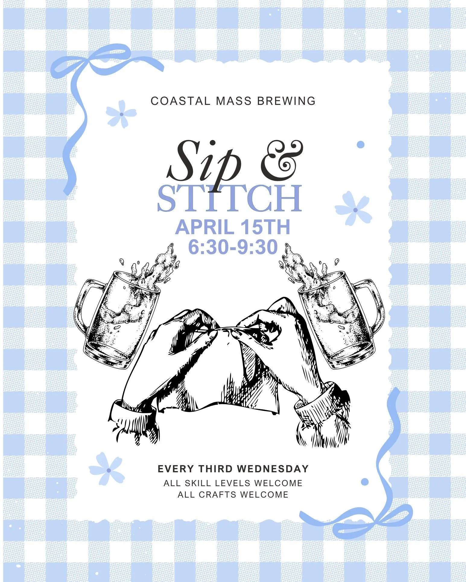 Sip &amp; Stitch is BACK in the Taproom THIS WEDNESDAY! Bring your craft, have a beer, and hang out with other crafters! Cheers!

#northshore #crafting #craftbeer #drinklocal #community
