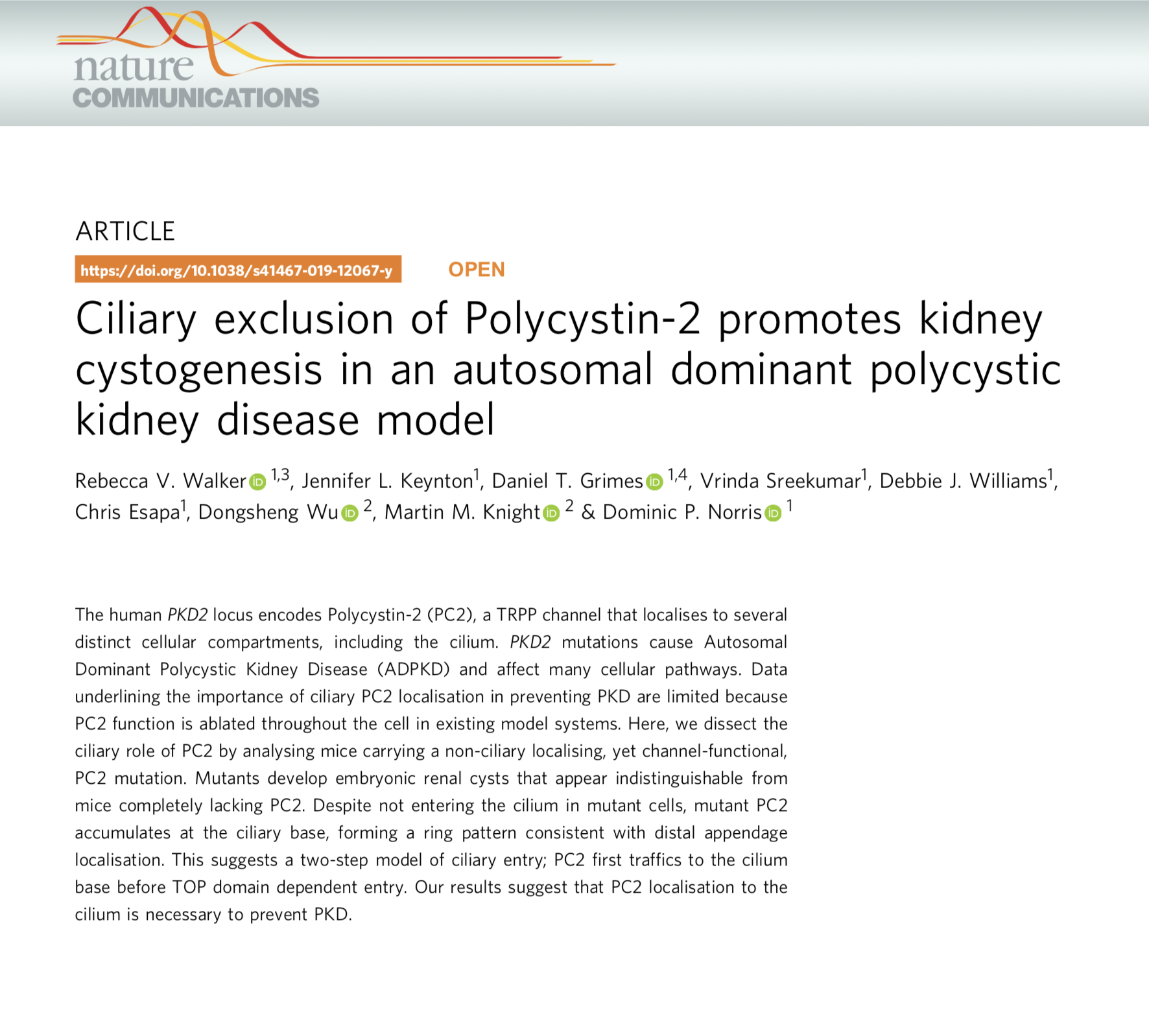 Sept 2019: Article published in Nature Communications