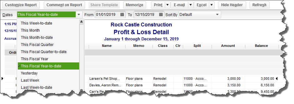 You may be able to get some of the information you need by simply changing the date range on a QuickBooks report.
