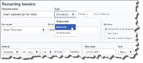 When you click Make recurring at the bottom of a transaction, this window of options will display.