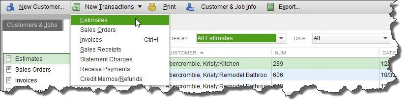 If you haven’t explored QuickBooks’ Customer Center , you should. You can do a lot of your sales work directly from there, like creating estimates.