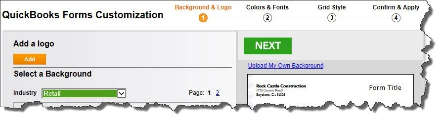If you want to create a different look for the Custom Estimate template or build and save a new one, you can walk through this customization wizard.