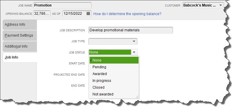 You can track your Jobs by keeping their status current in the New Job window.