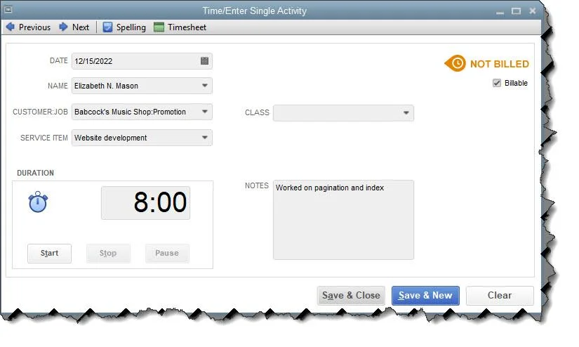 You can enter individual, billable activities and assign them to jobs.