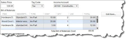 Your Bill of Materials Cost is the total of all inventory items required to create an assembly.