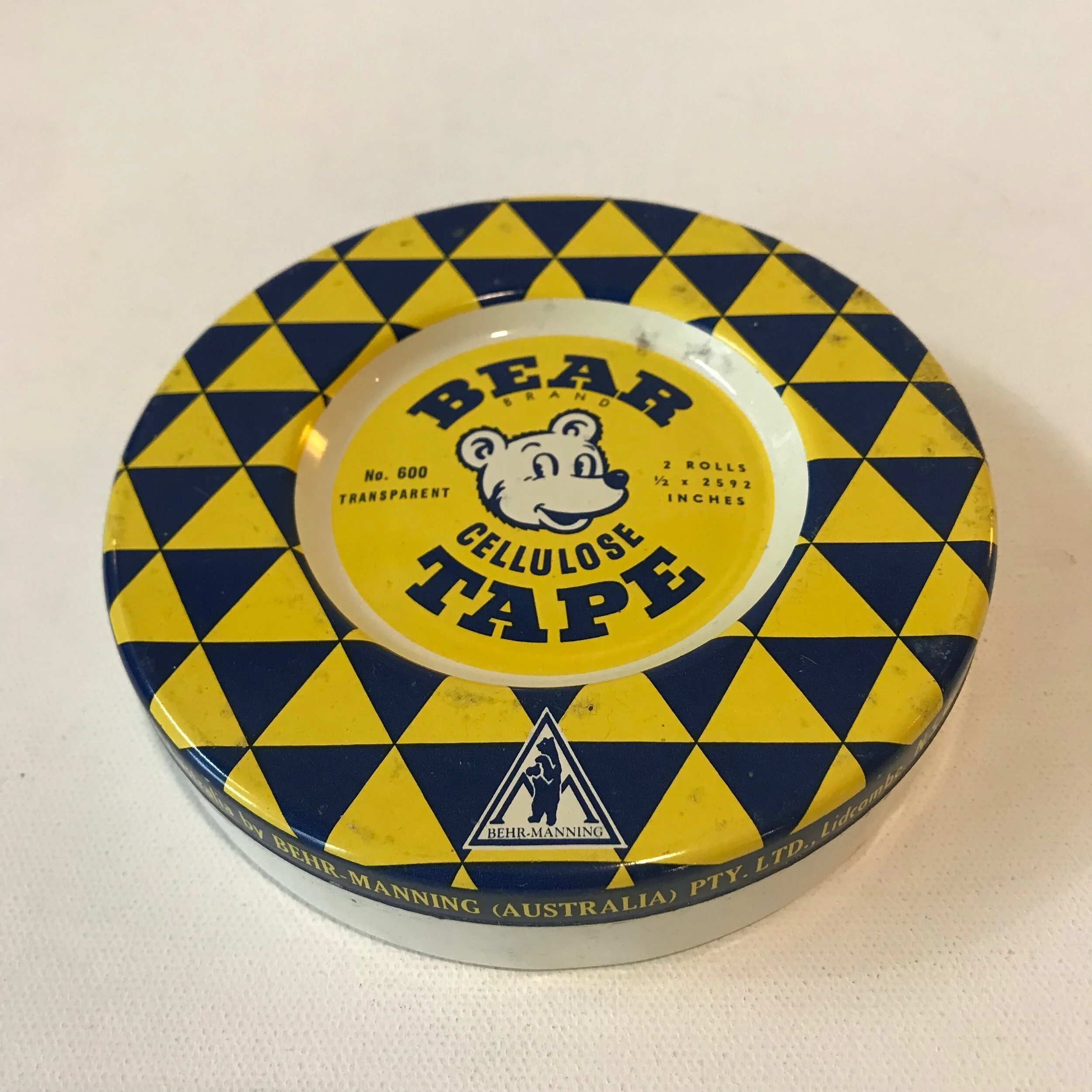 Bear Cellulose Tape Round Vintage Tin