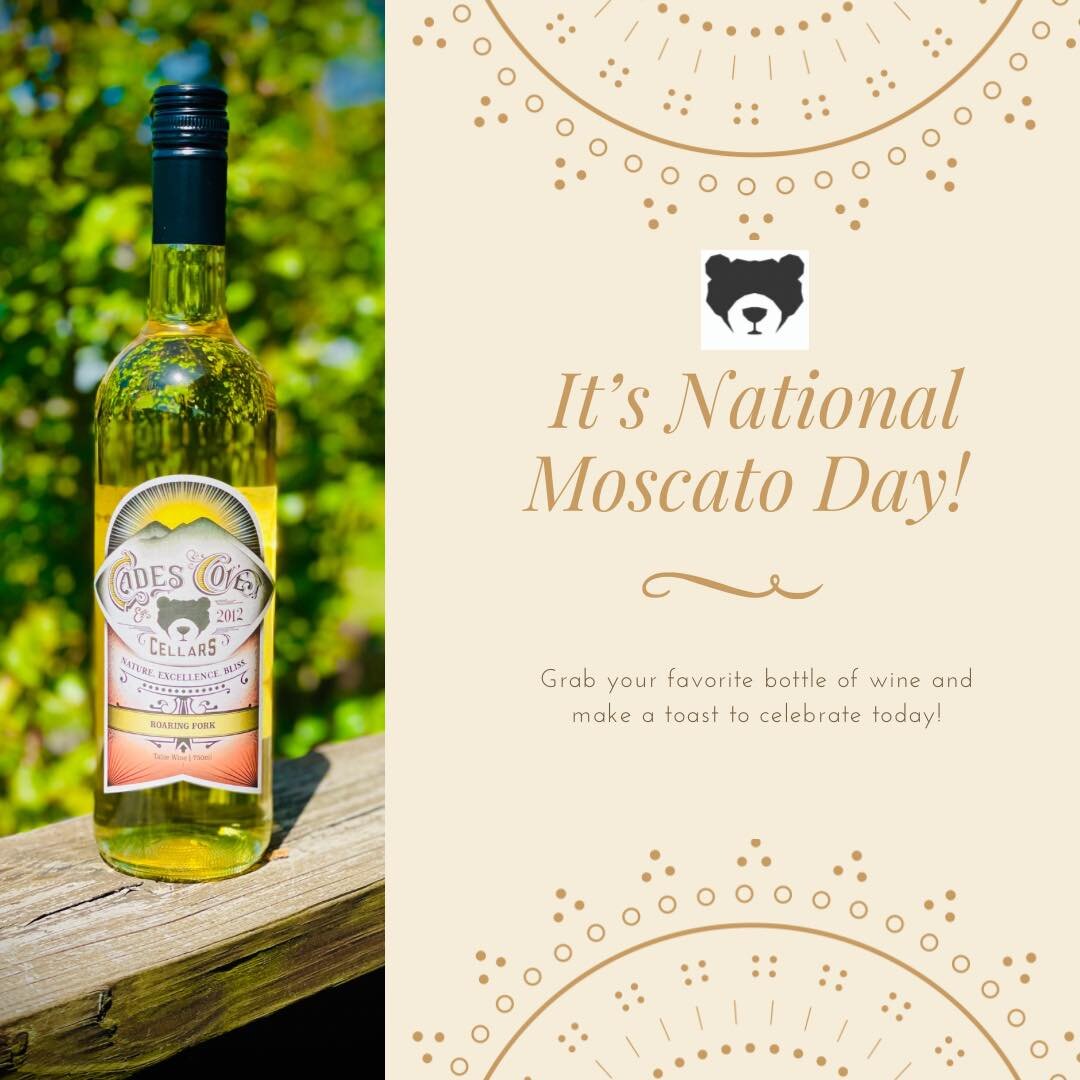 ☀️Happy National Moscato Day!☀️

🥳Moscato drinkers, today is your day! Let&rsquo;s celebrate together! Stop in and try our sweet wines that moscato lovers go wild for! 🥳

#cadescovecellars #cadescovecellarswearsvalley #winetasting #wineslushies #mo