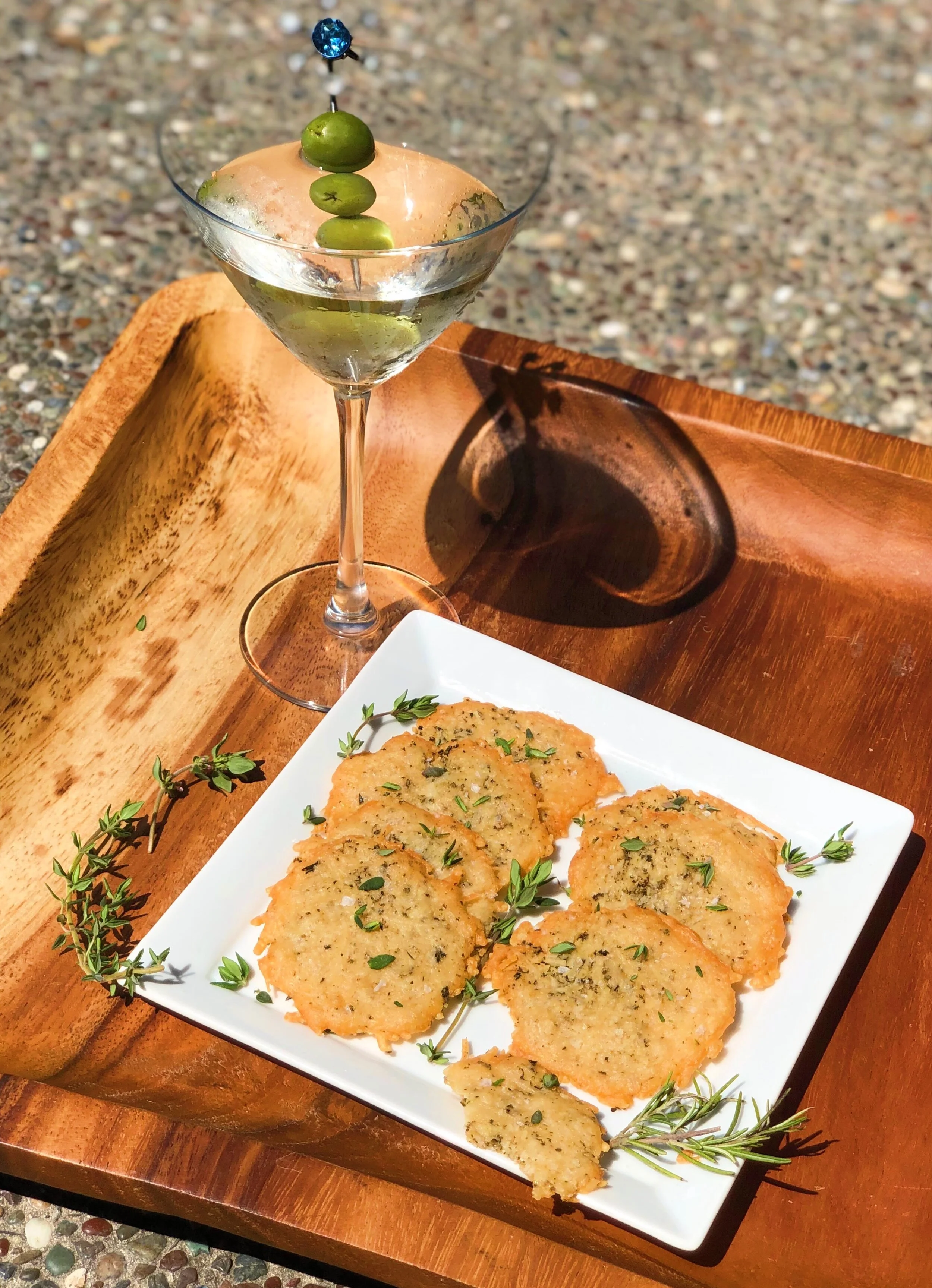 April 3 – Classic Martini &amp; Rosemary Thyme Parmesan Crisps
