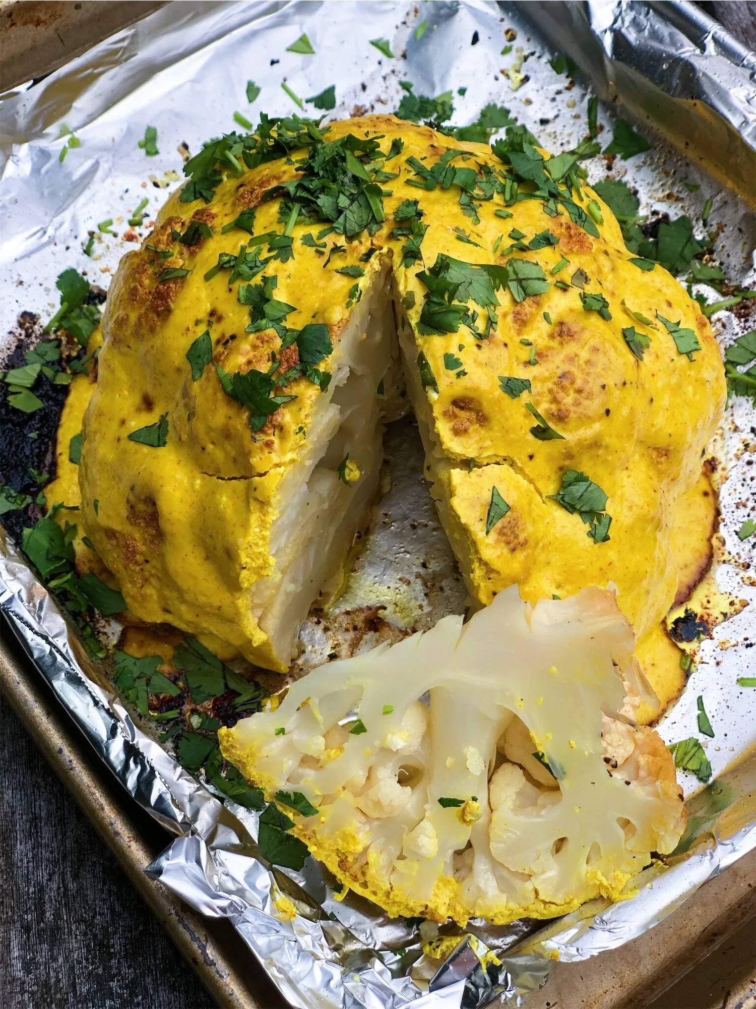 Whole Roasted Cauliflower with Spiced Turmeric Sauce — Chouquette Kitchen
